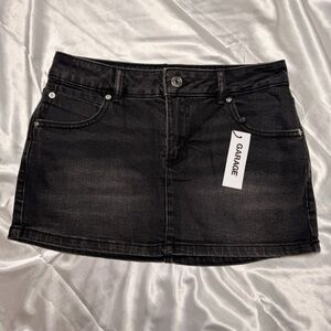 Garage Black Denim Micro Skort - Washed Black